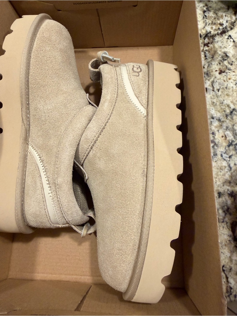 UGG Women’s Beige Sungazer Slip-On Platform Shoe